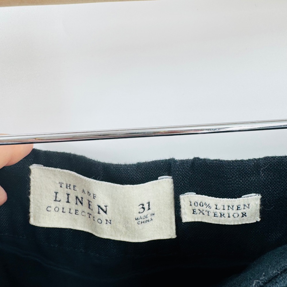 Abercrombie & Fitch Linen Scallop Hem Shorts Black 31 High Rise Coastal Summer - Picture 3 of 6